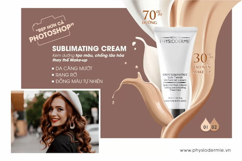 Sublimating Cream với 70% thành phần dưỡng và 30% thành phần tạo nền