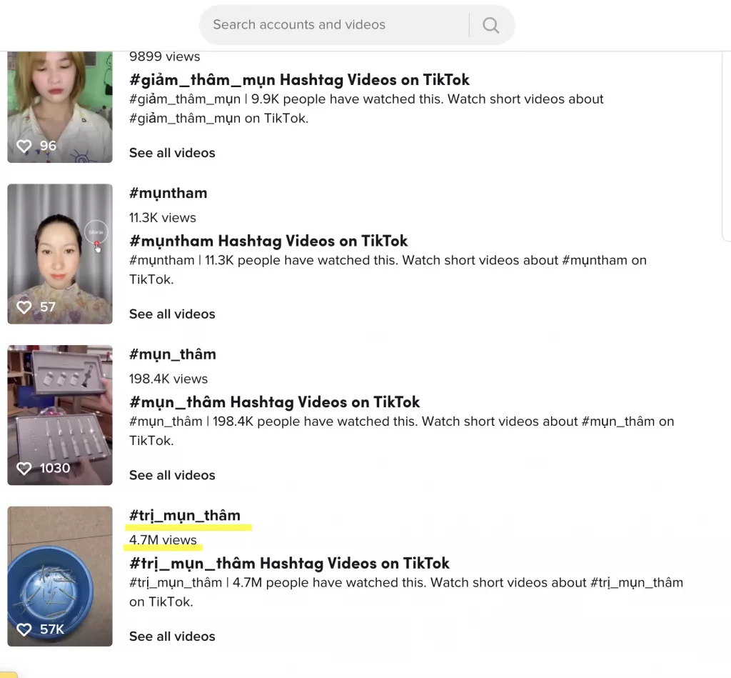 Screen Shot 2022 03 31 at 01.57.04 Các video về cách hết thâm mụn trên nền tảng Tiktok