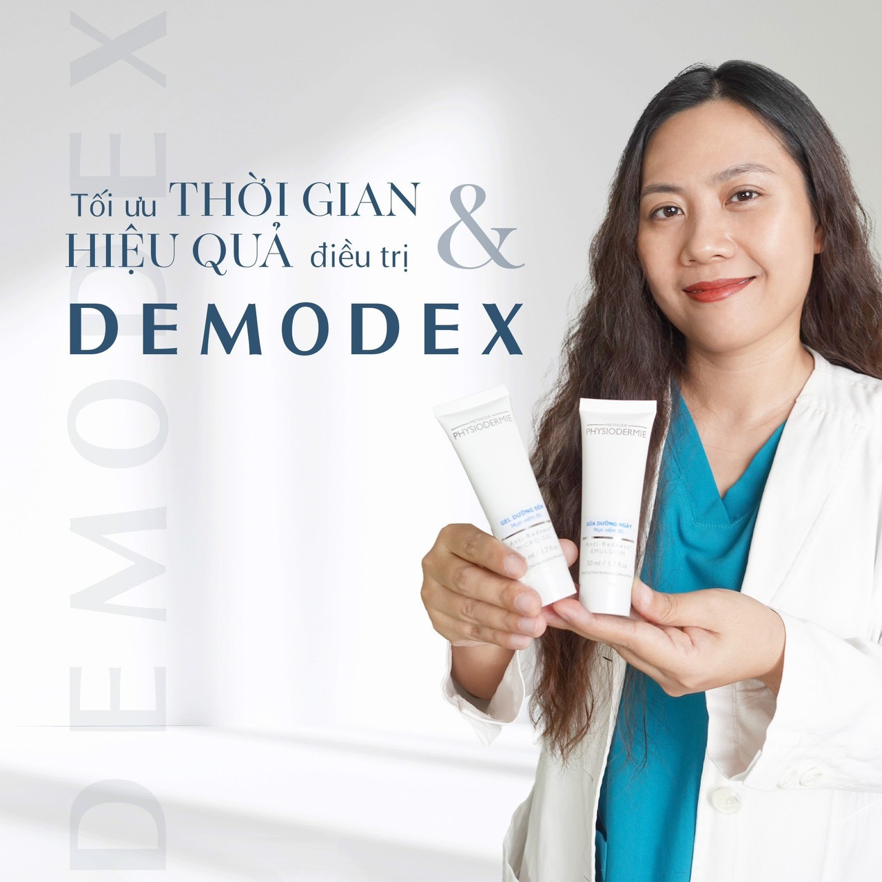 Bộ đôi dược mỹ phẩm điều trị viêm da do Demodex đã được bác sĩ Nhung ứng dụng vào phác đồ trị liệu thực tế thành công