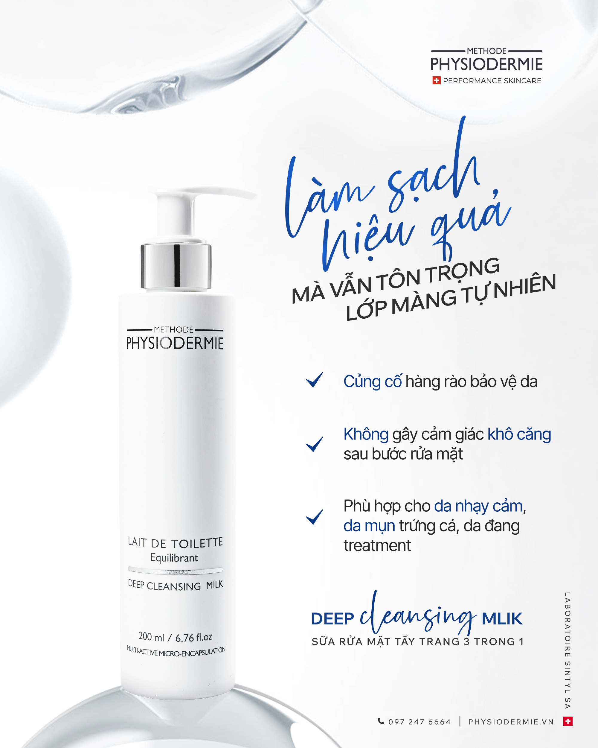 SALE Deep cleansing milk 2912 (1) Sữa rửa mặt dành cho da nhiễm Corticoid